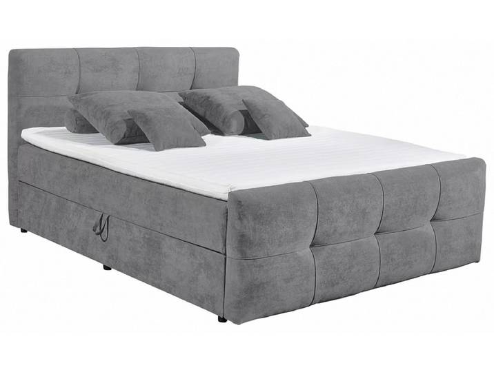Boxspringbett OTTAWA dunkelgrau 160x200cm halbfest