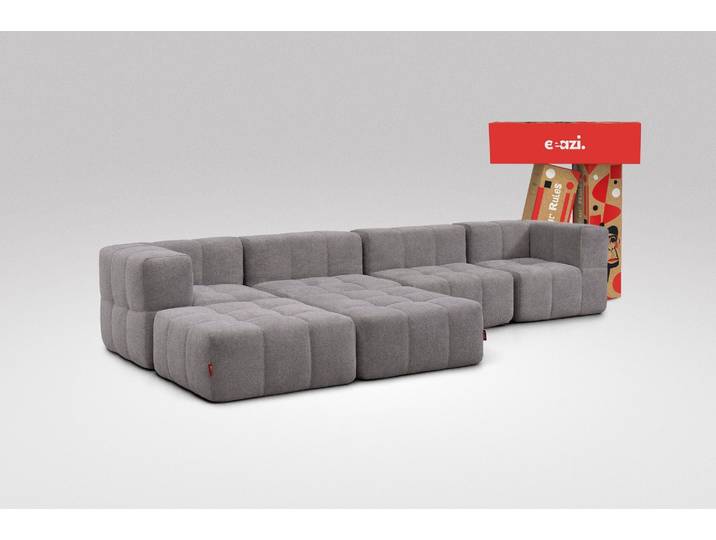 6-tlg. Modulsofa Grau – 2 Eckteile, 2 Mittelteile, 2 Hocker