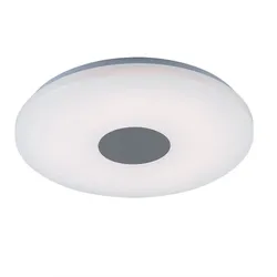 LED Deckenleuchte Deckenleuchten Wohnzimmer Deckenlampe in runder Form, Chrom mit Acrylschirm, 1x LED 18W 1260 lm warmweiß, 37,5 cm