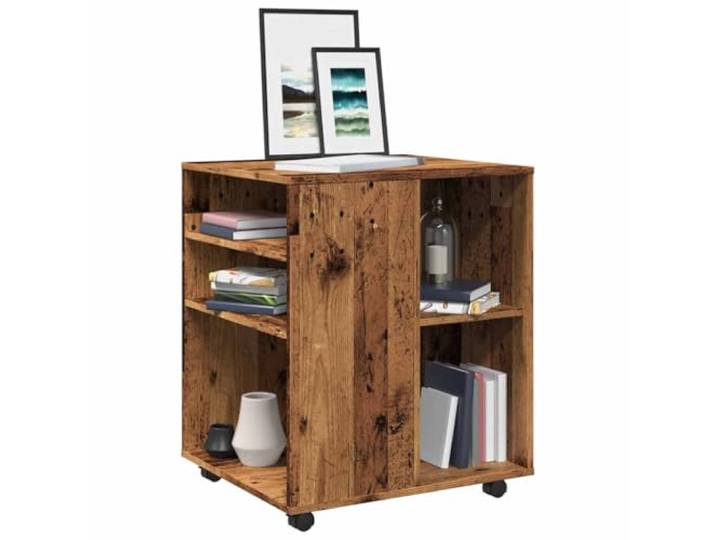 GPWERSDF Rollschrank Altholz-Optik 60x53x72 cm Holzwerkstoff mit Rollen Feuchtigkeitsbeständig, zwei Feststellrollen, glatte Oberfläche, platzsparend, mobiler Unterschrank
