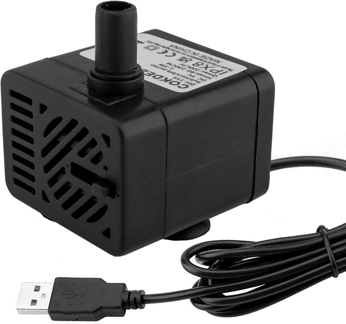 SnelShoppen USB Mini Submersible Waterpomp DC 5V 1-3W 200L/h - Ultra stille kleine waterpomp voor aquarium, vijver en hydroponics