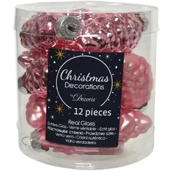 Christmas Decorations 12 Glaszapfen 6cm Christbaumschmuck Weihnachtskugeln Weihnachtsbaumschmuck pink