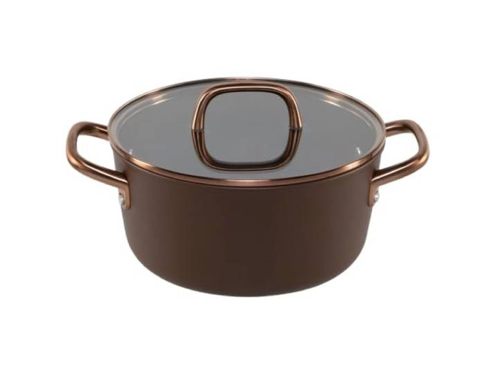 Zwilling Z1035-084 Milano Suppentopf mit Glasdeckel, 9,4 Zoll (24 cm), 4,7 l, braun, Made in Italy, Doppelhand-Topf, tiefer Topf, PFAS-frei, Keramikbeschichtung, induktionsgeeignet