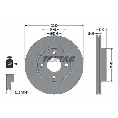 Textar Bremsscheibe [Hersteller-Nr. 92063503] für Ford Usa, Ford