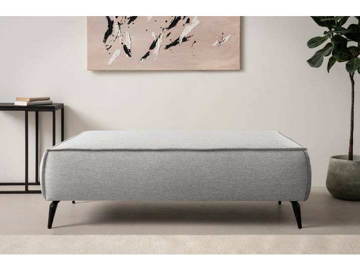 OTTO home Hocker TVINNU Leinenoptik, zur Serie TVINNU, gemütlicher Sitzkomfort, rechteckig, schwarze Füße
