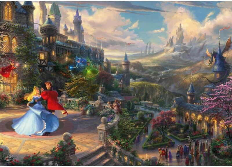Puzzle 1000 pcs Disney, La Belle au bois dormant dansant dans la lumière enchantée - Schmidt