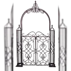 DELUKE Pforte CLARA mit Rosenbogen Stahl Schwarz 245x150x23,5cm Eingangstor Gartentor Fußgängertor