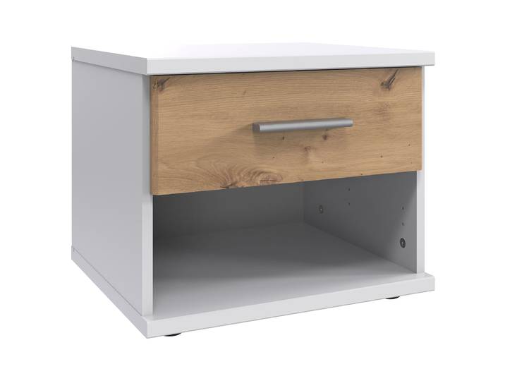 Table de nuit Joker 46 x 38 x 40cm Blanc/Imitation chêne Artisan