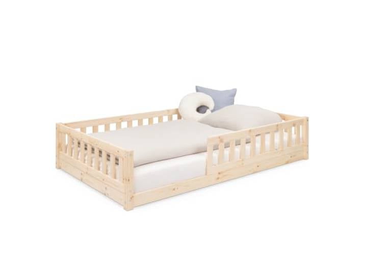 Ehrenkind® Bodenbett 120x200 cm aus Kiefer, Montessori Bett mit Rausfallschutz & Rollrost, Kinderbett & Jugendbett aus Massivholz
