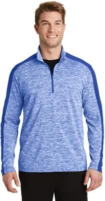 Sport-Tek ST397 Athletic PosiCharge Electric Heather Colorblock 1/4-Zip Pullover Top in True Royal Blue Electric/True size 4XL   Polyester