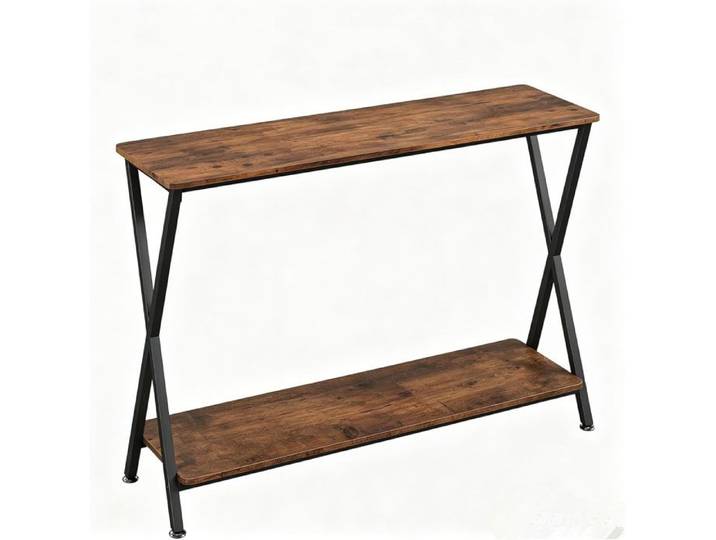 Table console Console Meuble 2 étagères table d'appoint industrielle avec structure en métal table de canapé couleur rustique