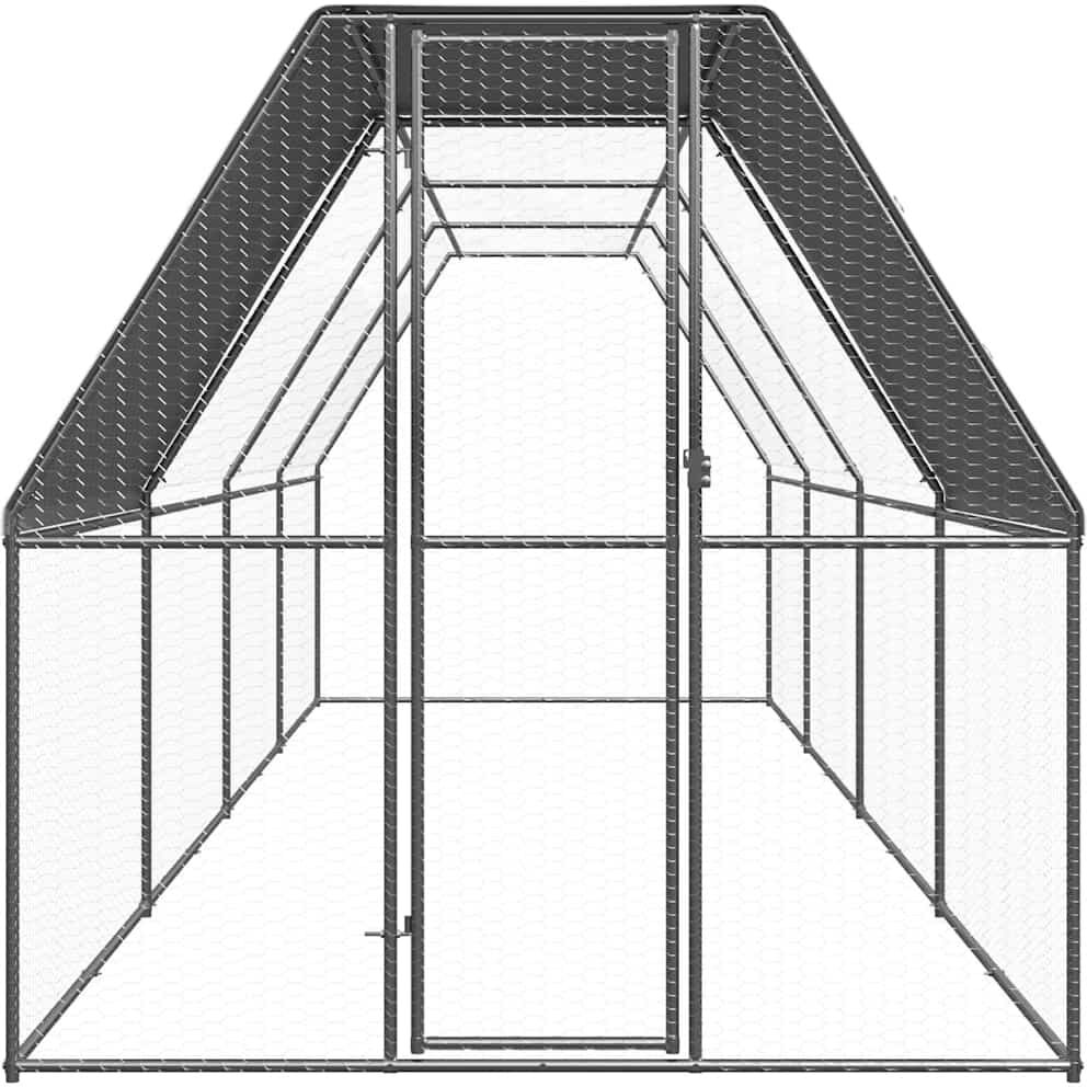 vidaXL Jaula gallinero de exterior de acero galvanizado 2x8x2 m Plateado