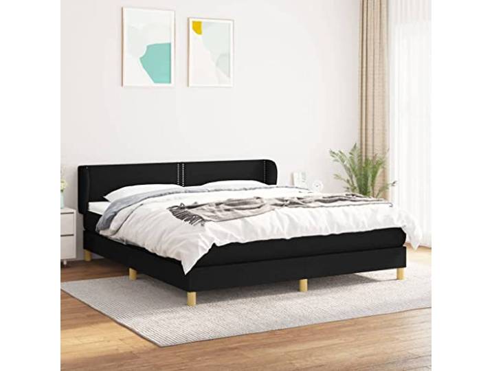 RJPLMFV Lattenrost, Stoff, Schwarz, 180 x 200 cm, mit Taschenfederkernmatratze