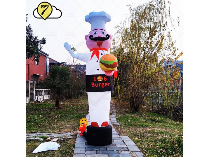 Chef Hamburger Gonflable, Décoration de Restaurant Publicitaire, Magasin d'Alimentation Rapide, Ballon, Danseur à Air, TubeMan avec Souffleur