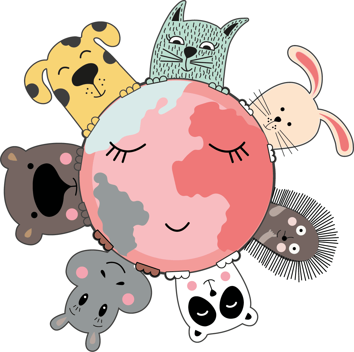 Ambiance-sticker Sticker animaux autour de la terre