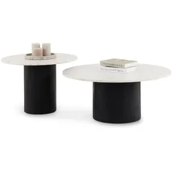 COUCHTISCHSET GANGA/YAMUNA 2er Set weiß - schwarz