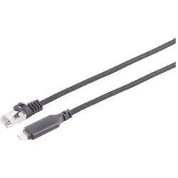 S-Conn USB-C LAN Adapterkabel 1G USB-C > RJ45 ALU schwarz 15,0m (USB-C, RJ45 (1x)), Netzwerk Adapter, Schwarz