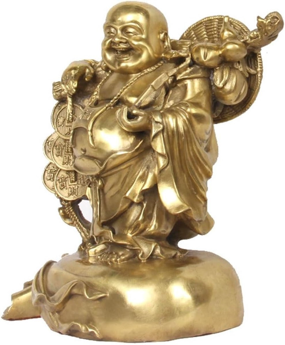 Handgemaakt Messing Lachende Boeddha Beeld in Goud, Hoogte: 170 cm