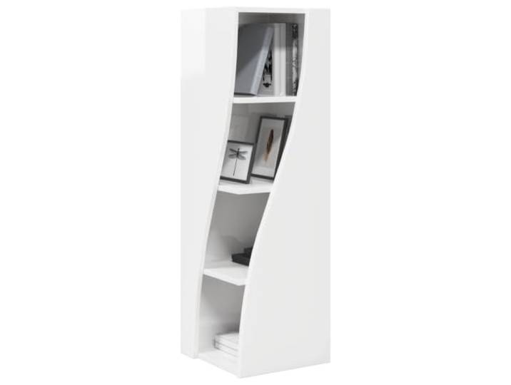 KTHLBRH Eckschrank weiß glänzend 32 x 32 x 102 cm Holz mehrschichtig 4 platzsparende Einlegeböden, modernes Design, einfache Montage, abriebfest