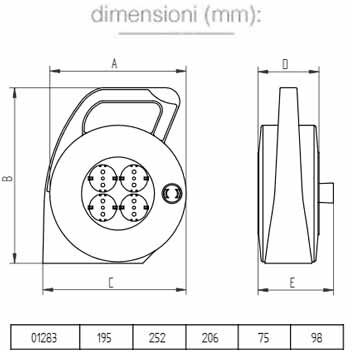 Fanton Avvolgicavo Prolunga 10m 3-Prese Bipasso 2p+t 16a + 1-Schuko Spina Italiana Con Disgiuntore  01283