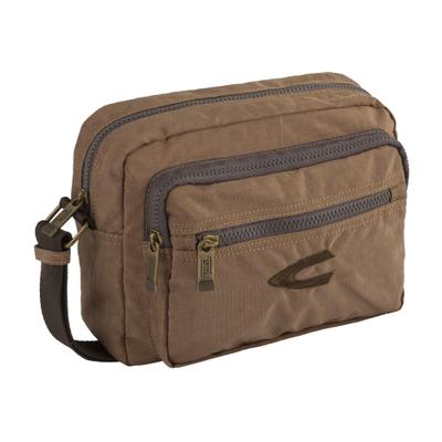 Umhängetasche CAMEL ACTIVE "Journey", Herren, Gr. B/H/T: 23cm x 19cm x 12cm, beige (natur), Polyester, aufgeraut, bestickt, clean, unifarben, Taschen Umhängetasche, aus leichtem robusten Nylon, funktional perfekt für alle Lebenslagen