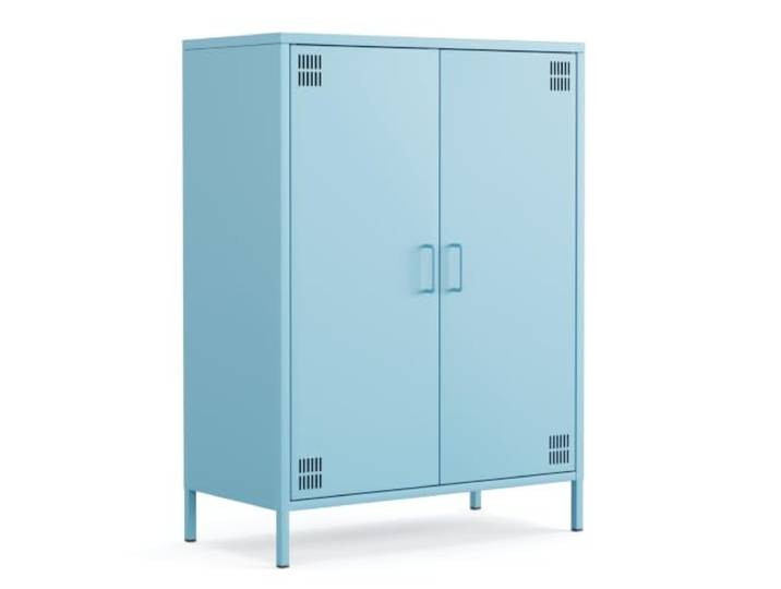 furni24 Metall Sideboard – Küchenschrank mit Türen und verstellbaren Ablagen – Leicht zu reinigen – Robuste und stilvolle Aufbewahrungslösung für Küche, Wohnzimmer und Esszimmer- mit 2 Türen, Blau