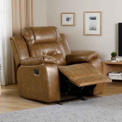 VIVIADORE Leatherette Manual Recliner Chair, Transitional Living Room Armchair with Pillow-Top Arms, High-Density Foam Cushioning