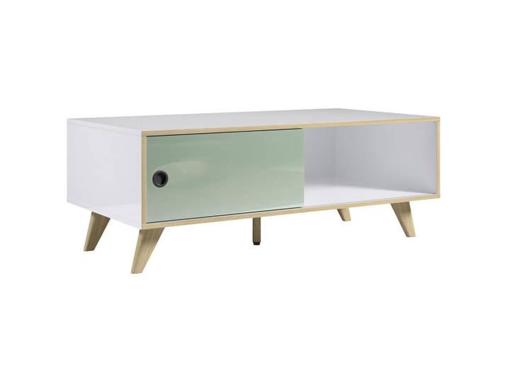 Boxxx Couchtisch, Grün, Eiche, Weiß Hochglanz, rechteckig, konisch, eckig, 60x46x115 cm, FSC Mix, Stauraum, offenes Fach, Wohnzimmer, Wohnzimmertische, Couchtische, Couchtische mit Stauraum