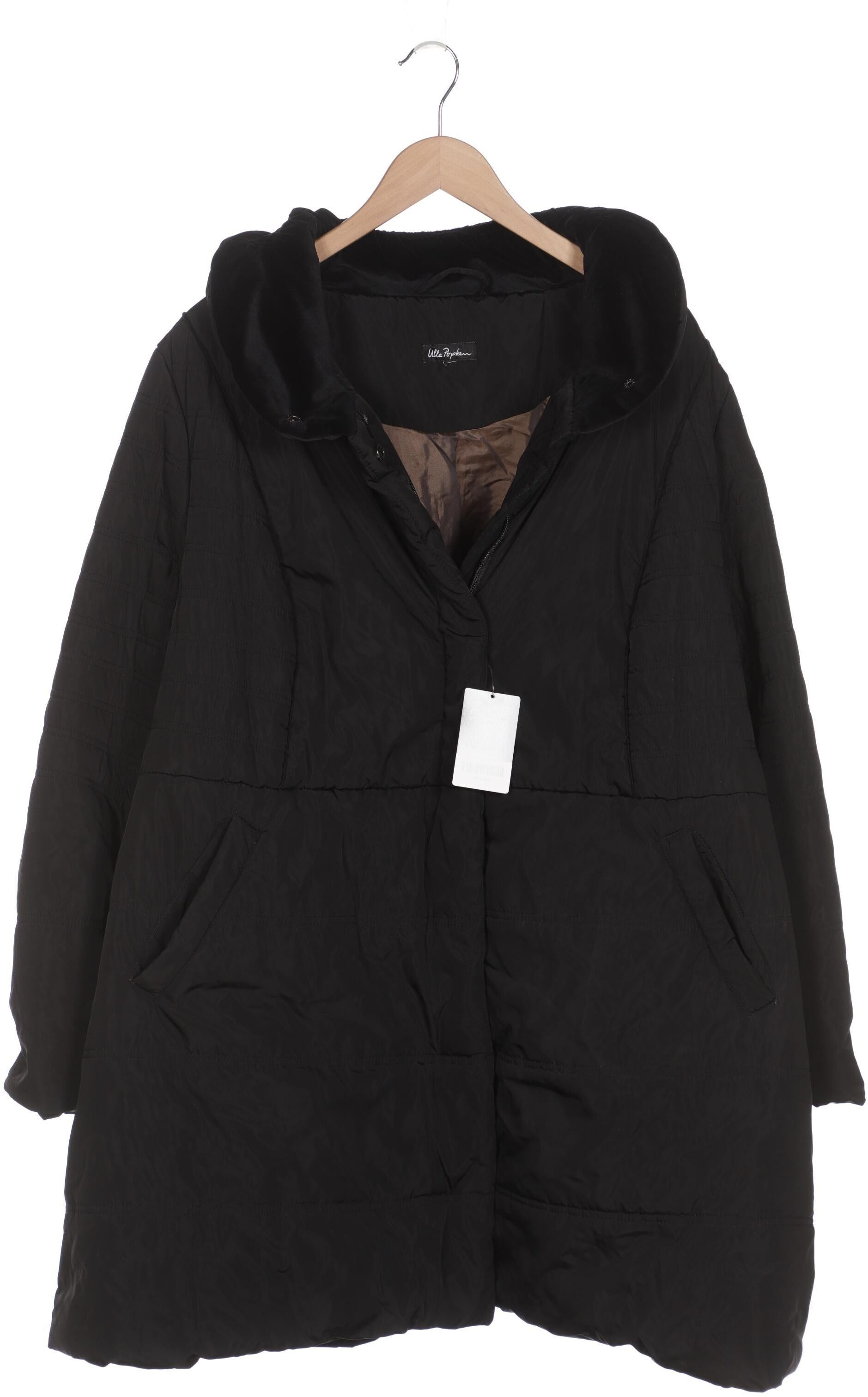 Ulla Popken Damen Mantel, Schwarz, Gr. Xxl, Synthetik - Second Hand