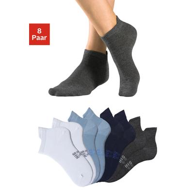 Sneakersocken H.I.S "Damen Herren kurze Sportsocken Laufsocken Atmungsaktive Baumwolle", Herren, Gr. 35-38, Sockengröße, bunt (2x marine, 2x weiß, 2x grau meliert, 2x hell blau), Baumwollmischung, uni und meliert, elastisch, Socken Sneakersocken,...