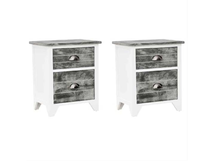 Fisinber Nachttisch 2er Set mit 2 Schubladen Beistelltisch Grau Weiß Elegantes 2er Set Nachtkommoden für Schlafzimmer und Wohnzimmer. Platzsparende Ablage mit zweifarbigem Design.