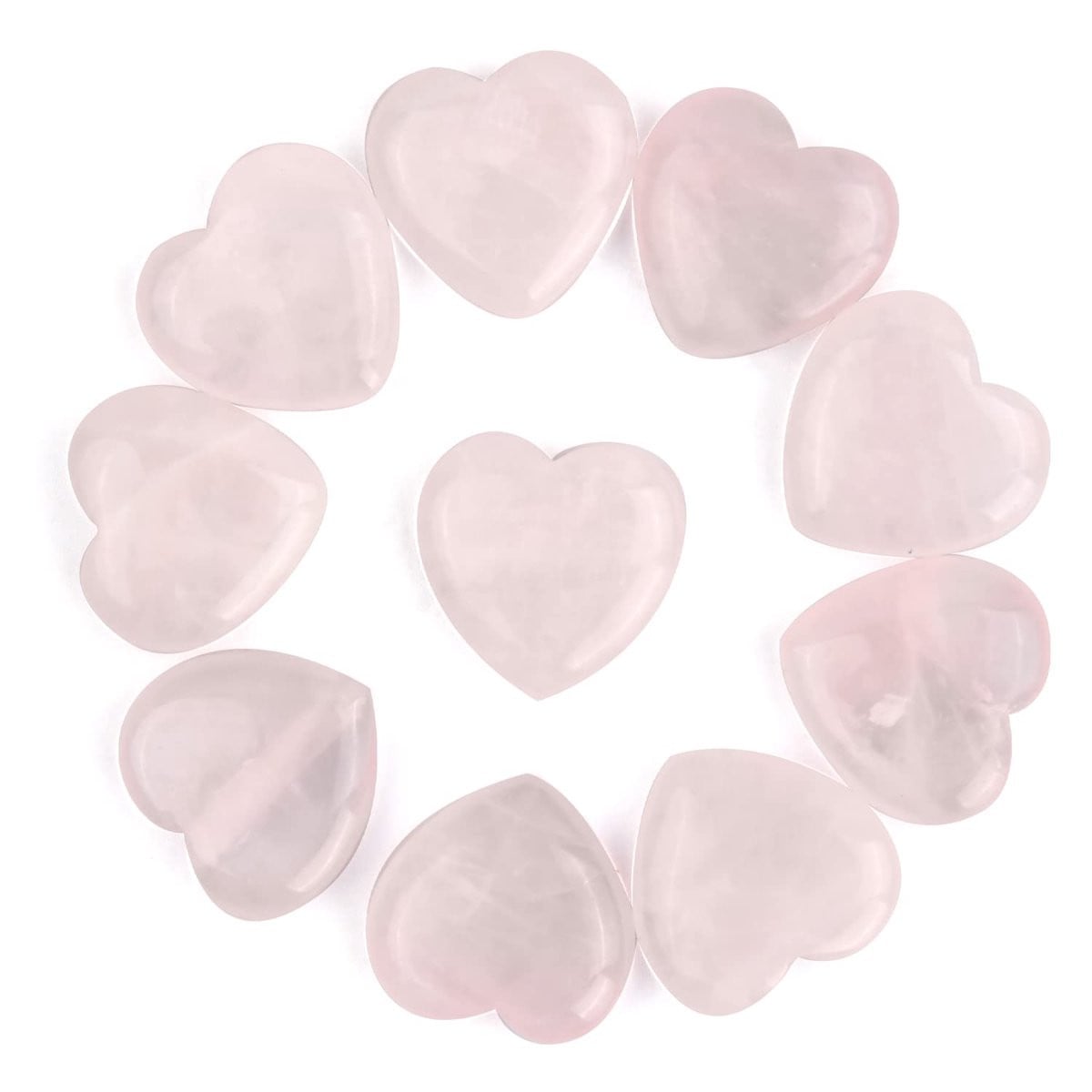 10 stuks Roze Hartvormige Kristallen - Natuurlijke Geneeskrachtige Edelstenen