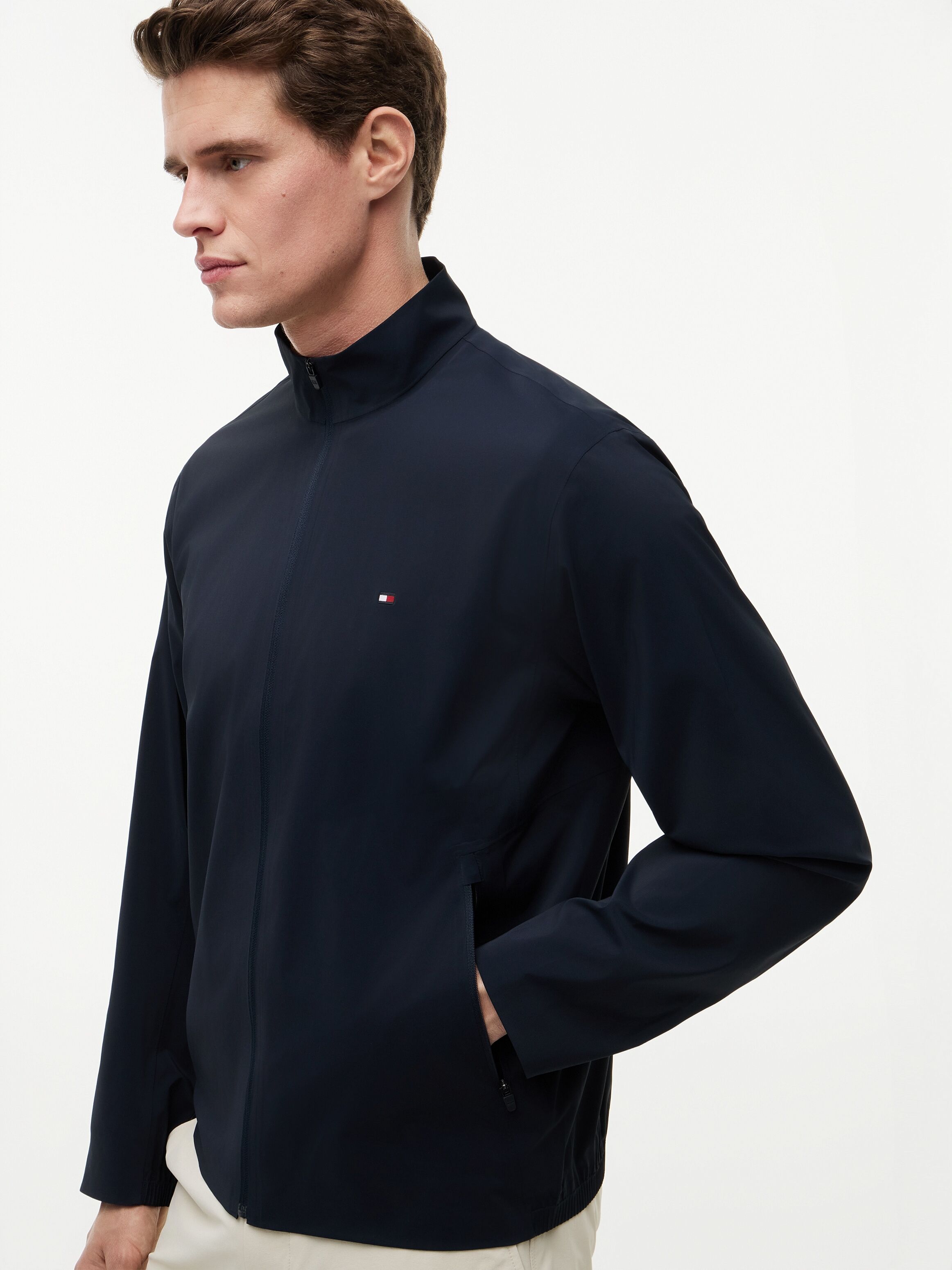 Blouson TOMMY HILFIGER "ULTRA LIGHT TECH", Herren, Gr. S, blau (desert sky), Web, Obermaterial: 95% Polyester, 5% Elasthan, normal, Jacken Blouson, glatte Materialqualität Performance Tech Qualität Atmungsaktiv