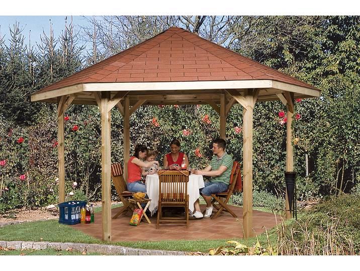 Weka Pavillon 656 Sparset mit roten Dachschindeln 3.8 × 3.3 m