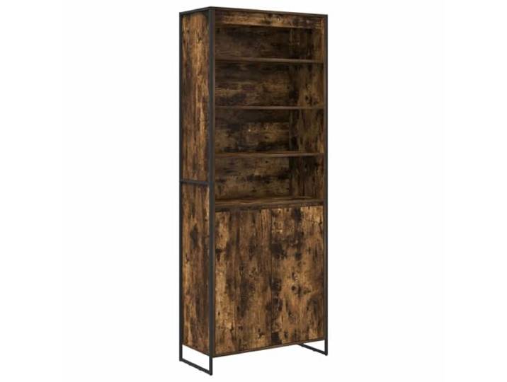 LASWWQMRF Hoher Schrank Raucharbe 79 x 36 x 200 cm Holzwerkstoff Schlankes Standregal im Industrie-Design für Wohnzimmer und Flur. Bietet praktischen Stauraum bei geringer Stellfläche.