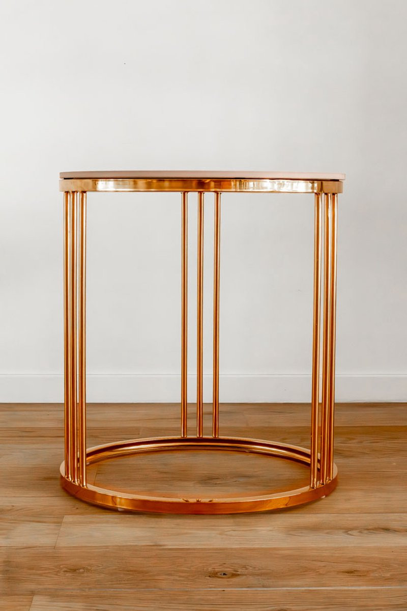 VL HOME Luxe moderne ronde bijzettafel met roestvrijstalen onderstel en keramische top