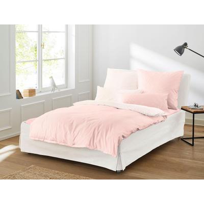Wendebettwäsche IRISETTE "Linea", rosa (rose), B/L: 155cm x 220cm, 1 Stk., 1 Stk., Mako-Satin, B/L: 80cm x 80cm, 2 Stk., Mako-Satin, Obermaterial: 100% Baumwolle, Bettwäsche, Wendebettwäsche, Hochwertige Premium Bettwäsche