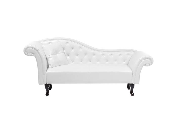 CHAISELONGUE Kunstleder weiß linksseitig Lattes