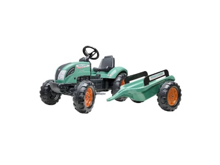 FALK - Traktor mit Pedalen Farm Lander mit Anhänger – ab 3 Jahren – 60% recycelter Kunststoff – hergestellt in Frankreich – Lenkrad mit Hupe – 1054AB