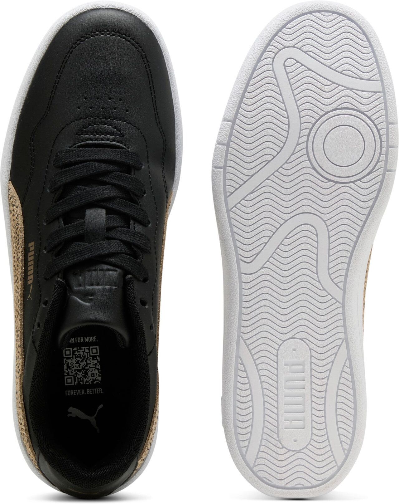 Sneaker PUMA "COURT LALLY TOPCAT", Damen, Gr. 38, Textil, schwarz (puma schwarz, toasted almond), Synthetik, Schuhe Sneaker, mit Leo Animal Print, Topseller