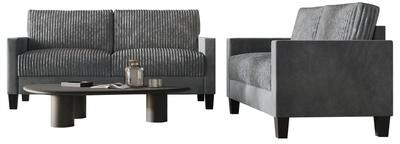 Craft Porch CraftPorch Corduroy Mid-Century Modern Velvet Upholstered 2-Piece Living Room Set