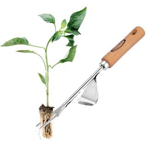 ECENCE Unkrautstecher 12040103, mit Edelstahlklinge & Holzgriff, 31 cm