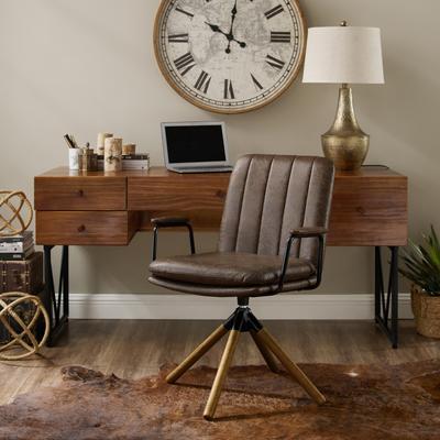 Art Leon Faux Leather Swivel Accent Arm Chair