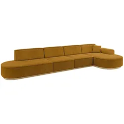 ECKSOFA Ottomane Rechts MARI-L3-v2 - 413x171x83 cm Senfgelb Cord