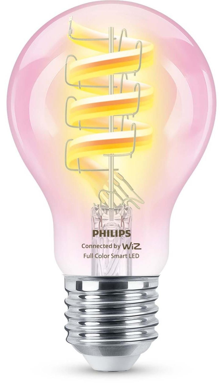 Philips WiZ Slimme LED RGB Filament Gloeilamp A60, E27, Transparant, 470 lm