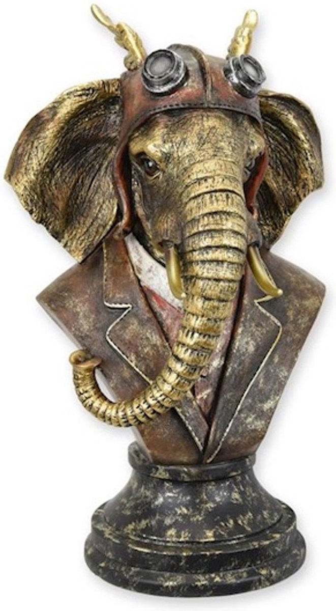 Boutique Trukado Steampunk Olifant buste decoratief beeld voor op tafel, 34,2 cm