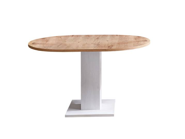 Esstisch TAPAS Ø 90-130 x 90 cm braun/weiß