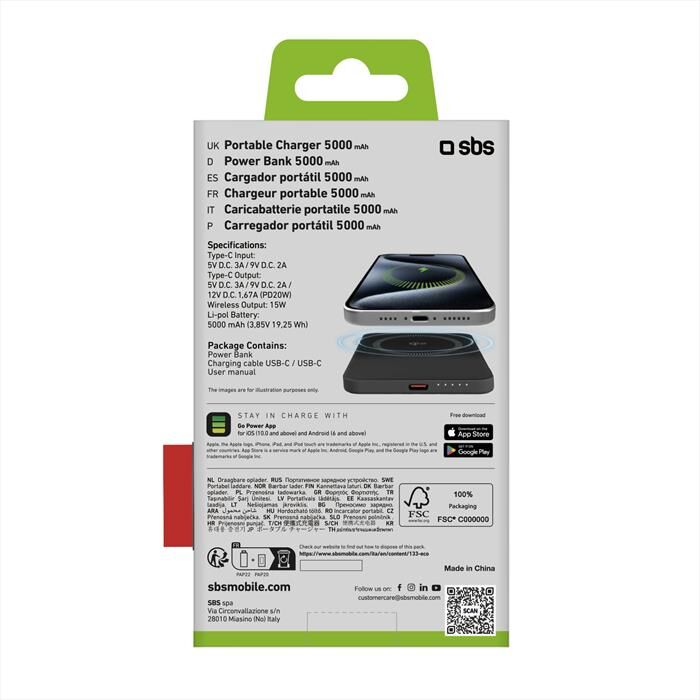 SBS Mag Power Bank Tebb5000qi2-nero