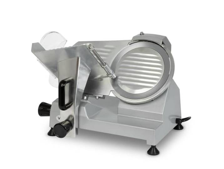 VERTES Gastro Aufschnittmaschine Schneidemaschine, Elektrisch mit 120W, Messer mit 220mm Durchmesser, Schnittstärke 0 bis 12mm, Allesschneider mit Aluminium Gehäuse, Inkl. Schleifstein