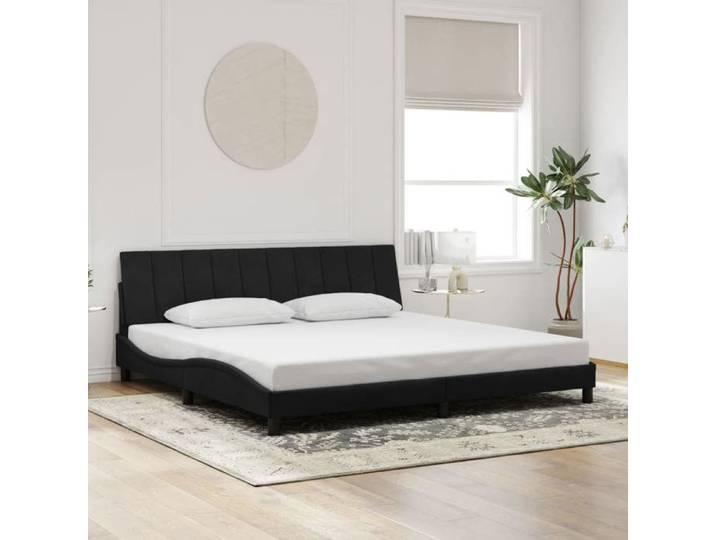 MGH@ Cadre de lit - Contemporain - Lit dormir - avec lumières LED - noir 200x200 cm velours fr4176